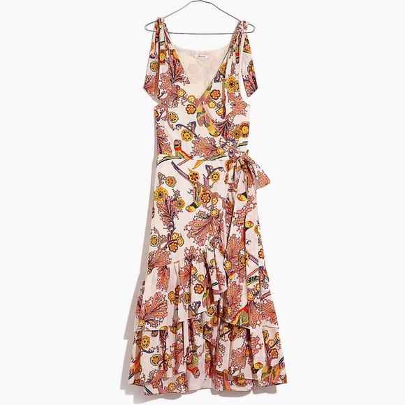 Madewell Banjanan Tropical Floral Wrap Midi Dress - Picture 3 of 14